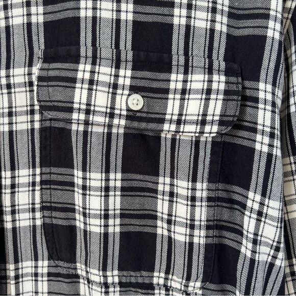 Lauren Ralph Lauren Cotton Black White Plaid Western Button Blouse Flaw SZ L - Picture 7 of 14